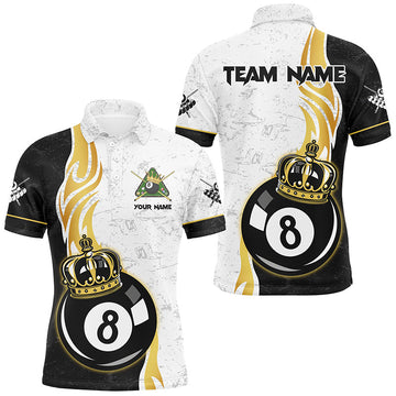 Maxcorners Personalized 8 Ball Pool Crown Billiard Shirts For Men Custom Pool Jerseys Billiard Team Shirts