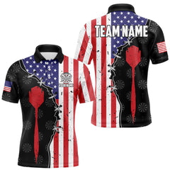 Maxcorners Retro American Flag Patriotic Darts Shirt For Men Custom Darts Team Jersey Polo & Quarter Zip TU0212