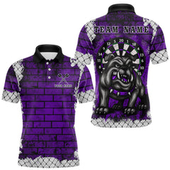 Maxcorners Purple Brick-Wall Fierce Bulldog Men Darts Polo Team Shirt Personalized Name For Players TU0212