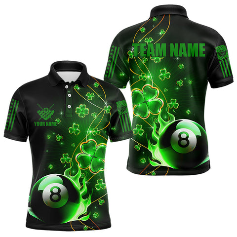 Maxcorners Billiards 8 Ball Pool Luckiest Shamrock Shirts Men And Women Billiard Polo & 1/4 Zip Shirts Billiard Team Jerseys