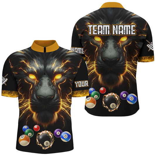 Maxcorners Personalized Lion Billiard Shirts For Men Custom 3D Printed Billiard Balls Team Jerseys Uniform