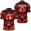 Maxcorners Personalized Red Dragon 8 Ball Pool Fire Flame Men Billiard Shirts Team League Billiard Jerseys LM0706