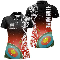 Maxcorners Personalized 3D Target Archery Blue Galaxy Pattern Men Polo Shirts, Team League Archery Jerseys