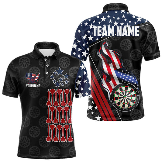Maxcorners Personalized American Flag Dartboard Waving Men Darts Shirts Custom Patriotic Darts Team Jerseys