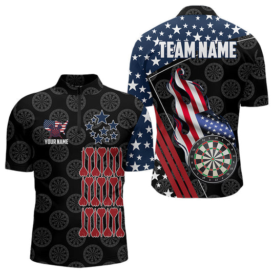 Maxcorners Personalized American Flag Dartboard Waving Men Darts Shirts Custom Patriotic Darts Team Jerseys