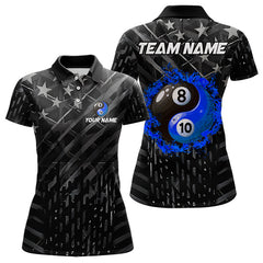 Maxcorners Black Us Flag Ying And Yang 8 Ball & 10 Ball Custom Billiard Shirts For Men Funny Billiard Jerseys