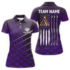 Maxcorners Personalized Purple Grunge American Flag Men Billiard Polo Shirts Custom Pool Player Jersey Shirts LM054