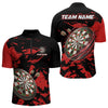 Maxcorners Personalized Black And Red Splash Dart Polo & Quarter Zip Custom Dart Shirt For Men Darts Jersey LM1506