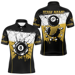 Maxcorners Personalized Yellow Funny Break 8 Ball Grunge Billiard Shirt For Men Custom Pool Team Jersey TU0807