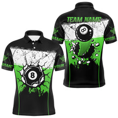 Maxcorners Personalized Green Funny Break 8 Ball Grunge Billiard Shirt For Men Custom Pool Team Jersey TU0807