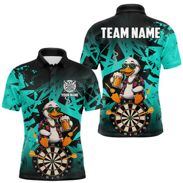 Maxcorners Personalized Turquoise Funny Duck Beer Darts Shirts For Men Custom Darts Team Jersey, Darts Gift