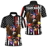 Maxcorners Billiard Eagle American Flag Stripes Pool Jersey For Men Custom Patriotic Billiard Team Shirt|Red LM0910