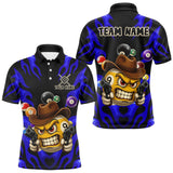 Maxcorners Personalized Blue Funny Flame 9 Ball Billiard Shirt For Men Custom Pool Team Jersey Polo & 1/4 Zip LM0910