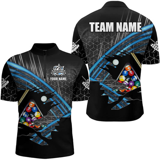 Maxcorners Personalized Billiard Shirts For Men Custom Billiard Pool Ball Jerseys, Billiard Team Shirt | Blue