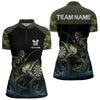 Maxcorners Funny Green Camo Skeleton Fishing Dart Shirt With Pocket Custom Men'sJersey