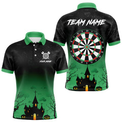 Maxcorners Custom Black And Green Halloween Darts Shirt For Men, Darts Jerseys Outfit Team Polo & 1/4 Zip MT0708