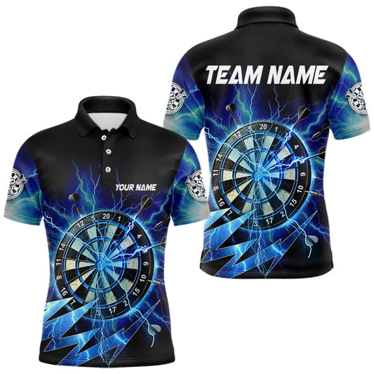 Maxcorners Personalized Blue 3D Dartboard Thunder Storm Lighting Dart Shirts For Men Custom Team Dart Jerseys