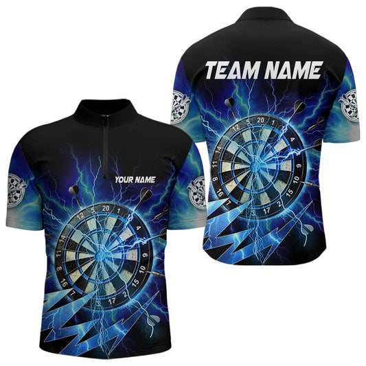 Maxcorners Personalized Blue 3D Dartboard Thunder Storm Lighting Dart Shirts For Men Custom Team Dart Jerseys
