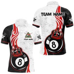 Maxcorners Personalized 8 Ball Pool Crown Billiard Shirt For Men Custom Pool Jersey Billiard Team Shirt |Red MT1706