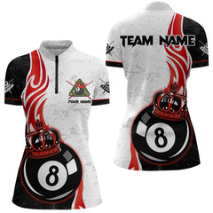 Maxcorners Personalized 8 Ball Pool Crown Billiard Shirt For Men Custom Pool Jersey Billiard Team Shirt |Red MT1706