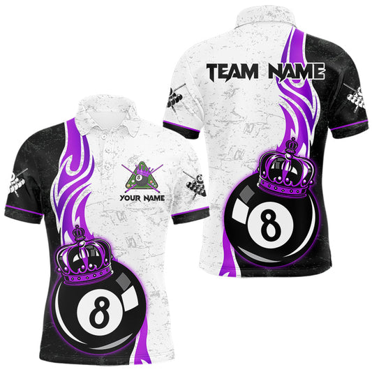 Maxcorners 8 Ball Pool Crown Billiard Shirt For Men Custom Pool Jersey Billiard Team Shirt |Purple