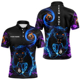 Maxcorners Personalized Blue Purple Flaming 3D Panther Billiard Shirts For Men, Cool Team Billiard Jerseys MT0811