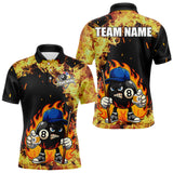 Maxcorners Personalized Billiard Flame Funny 8 Ball Pool Polo & 1/4 Zip For Men Custom Billiard Team Jersey MT0811