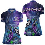 Maxcorners Funny Death Skeleton Blue Purple Galaxy Dart Shirts For Men And Women Custom Glowing Dart Jerseys Outfits