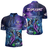 Maxcorners Funny Death Skeleton Blue Purple Galaxy Dart Shirts For Men And Women Custom Glowing Dart Jerseys Outfits