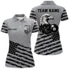 Maxcorners Personalized Grey Us Flag Eagle Billiard Shirts For Men Custom Patriotic Billiard Pool Jersey