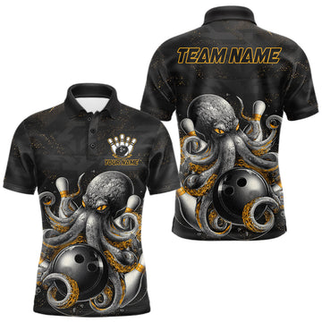 Maxcorners Personalized Funny Octopus Bowling Jersey For Men Custom Bowling Team Shirts Polo & Quarter Zip LM1005