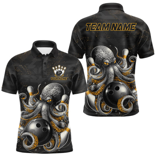 Maxcorners Personalized Funny Octopus Bowling Jersey For Men Custom Bowling Team Shirts Polo & Quarter Zip LM1005