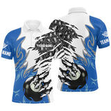 Maxcorners Personalized Claw 8 Ball Pool Blue 3D Billiard Polo Shirts For Men Best Billiard Apparel Clothing