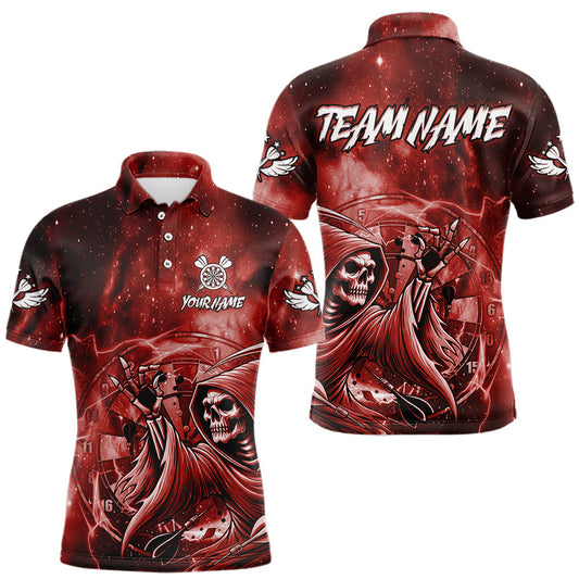 Maxcorners Red Grim Reaper Galaxy Dart Shirt For Men Custom Darts Jersey Pocket Option
