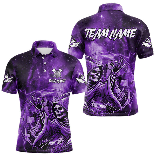 Maxcorners Purple Grim Reaper Dart Shirt With Pocket Option For Men Custom Darts Jersey