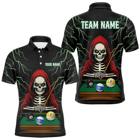 Maxcorners Personalized Funny Skeleton Billiard Shirt For Men Custom Billiard Jersey Team Polo & Quarter Zip LM1809