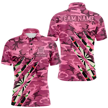 Maxcorners Personalized Pink Military Camo Darts Shirts For Men Custom Camouflage Darts League Team Jersey LM1307