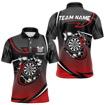 Maxcorners Funny Crack Dartboard Red Darts Polo & Quarter Zip Custom Darts Shirt For Men Darts Team Jersey LM2603