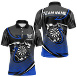 Maxcorners Funny Crack Dartboard Blue Darts Polo & Quarter Zip Custom Darts Shirt For Men Darts Team Jersey TU1410