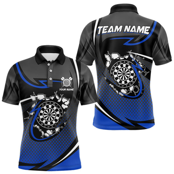 Maxcorners Funny Crack Dartboard Blue Darts Polo & Quarter Zip Custom Darts Shirt For Men Darts Team Jersey TU1410