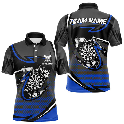 Maxcorners Funny Crack Dartboard Blue Darts Polo & Quarter Zip Custom Darts Shirt For Men Darts Team Jersey TU1410