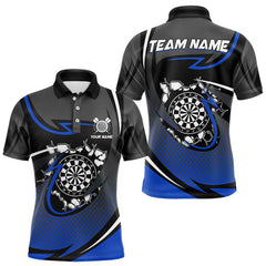 Maxcorners Funny Crack Dartboard Blue Darts Polo & Quarter Zip Custom Darts Shirt For Men Darts Team Jersey TU1410
