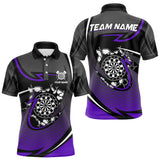 Maxcorners Funny Crack Dartboard Purple Darts Polo & Quarter Zip Custom Darts Shirt For Men Darts Team Jersey TU1410