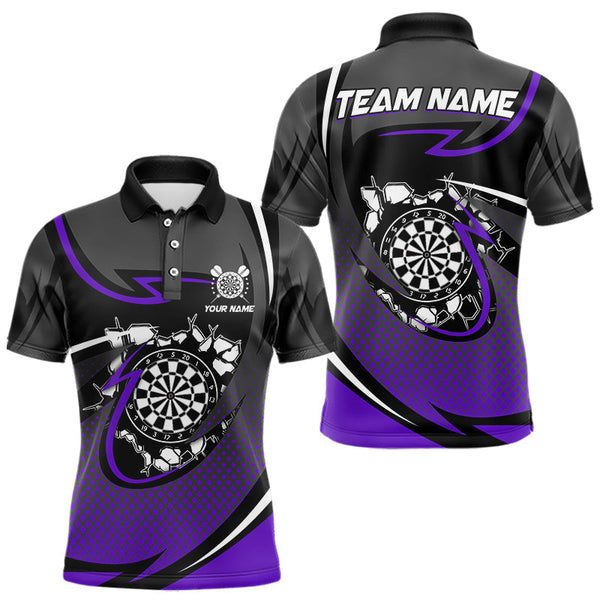 Maxcorners Funny Crack Dartboard Purple Darts Polo & Quarter Zip Custom Darts Shirt For Men Darts Team Jersey TU1410
