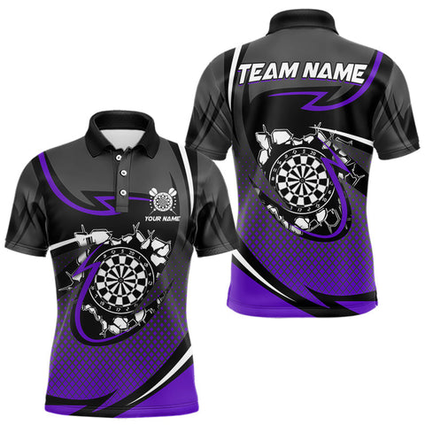 Maxcorners Funny Crack Dartboard Purple Darts Polo & Quarter Zip Custom Darts Shirt For Men Darts Team Jersey TU1410