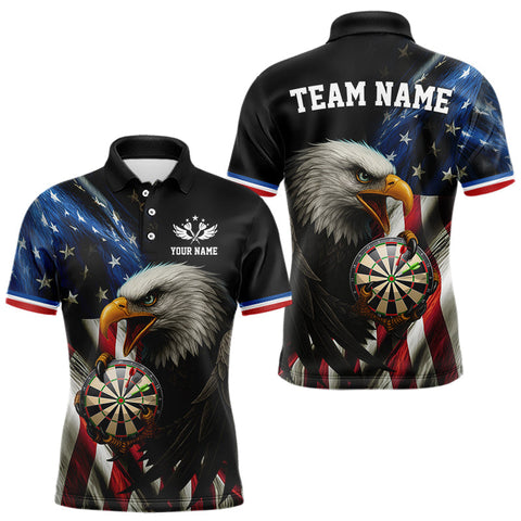Maxcorners American Flag Eagle Darts Shirt For Men Custom Patriotic Darts Jersey Team Polo & Quarter TU1410