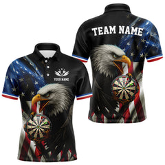 Maxcorners American Flag Eagle Darts Shirt For Men Custom Patriotic Darts Jersey Team Polo & Quarter TU1410