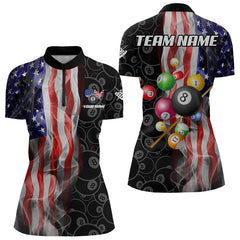 Maxcorners Personalized American Flag Smoke Flag Billiard Jersey, Patriotic Billiard Balls Pool Billiard Shirts