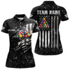 Maxcorners Personalized Black Grunge Us Flag Billiard Balls Polo, 1/4 Zip For Men, 8 Ball Pool Billiard Jersey