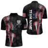 Maxcorners Smoke American Flag Darts Polo, Quarter-Zip Shirt Custom Patriotic Dart Shirts For Men Dart Jerseys